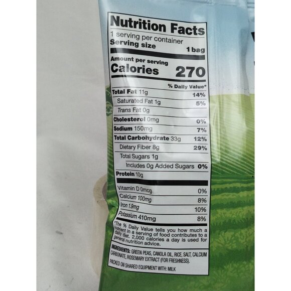 Harvest Snaps Green Pea Snack Crisps White Cheddar Slightly Salted 1.75-2.0 oz - Picture 9 of 11